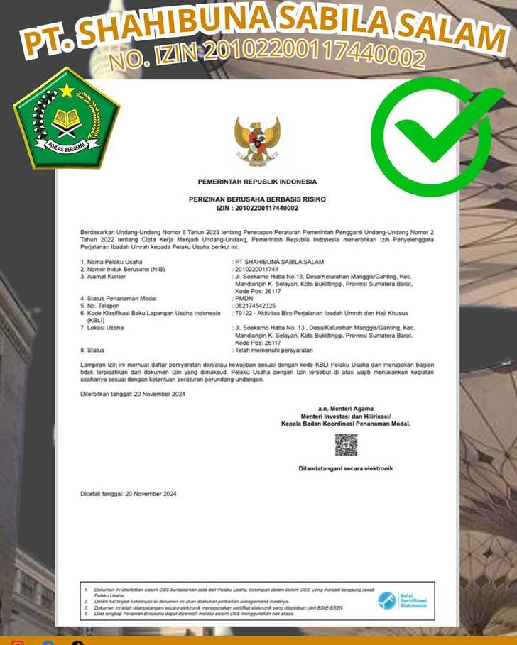 Legalitas Salam travel biro Umroh